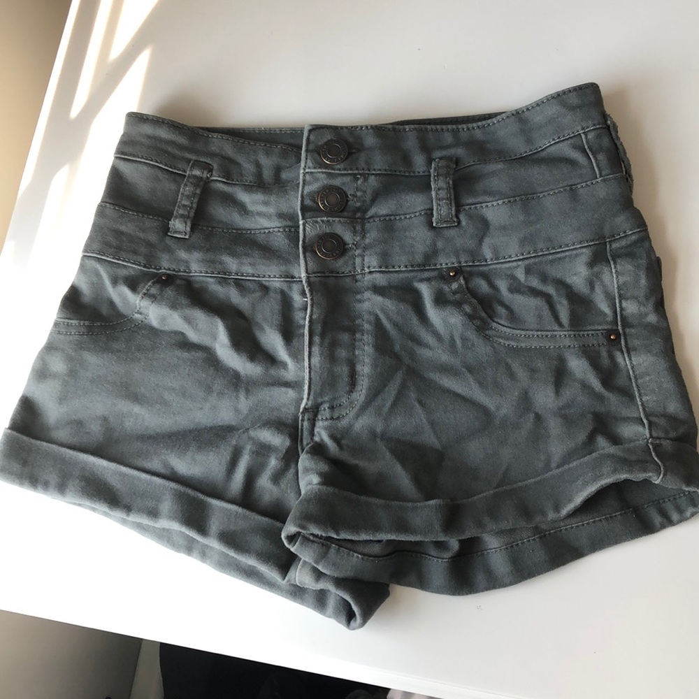 High waisted olive shorts